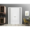thumbnail image 6 of Sliding French Double Pocket Doors 60 x 96 inches | Planum 0011 White Silk with Frosted Glass | Kit Trims Rail Hardware | Solid Wood Interior Bedroom Sturdy Doors, 6 of 6
