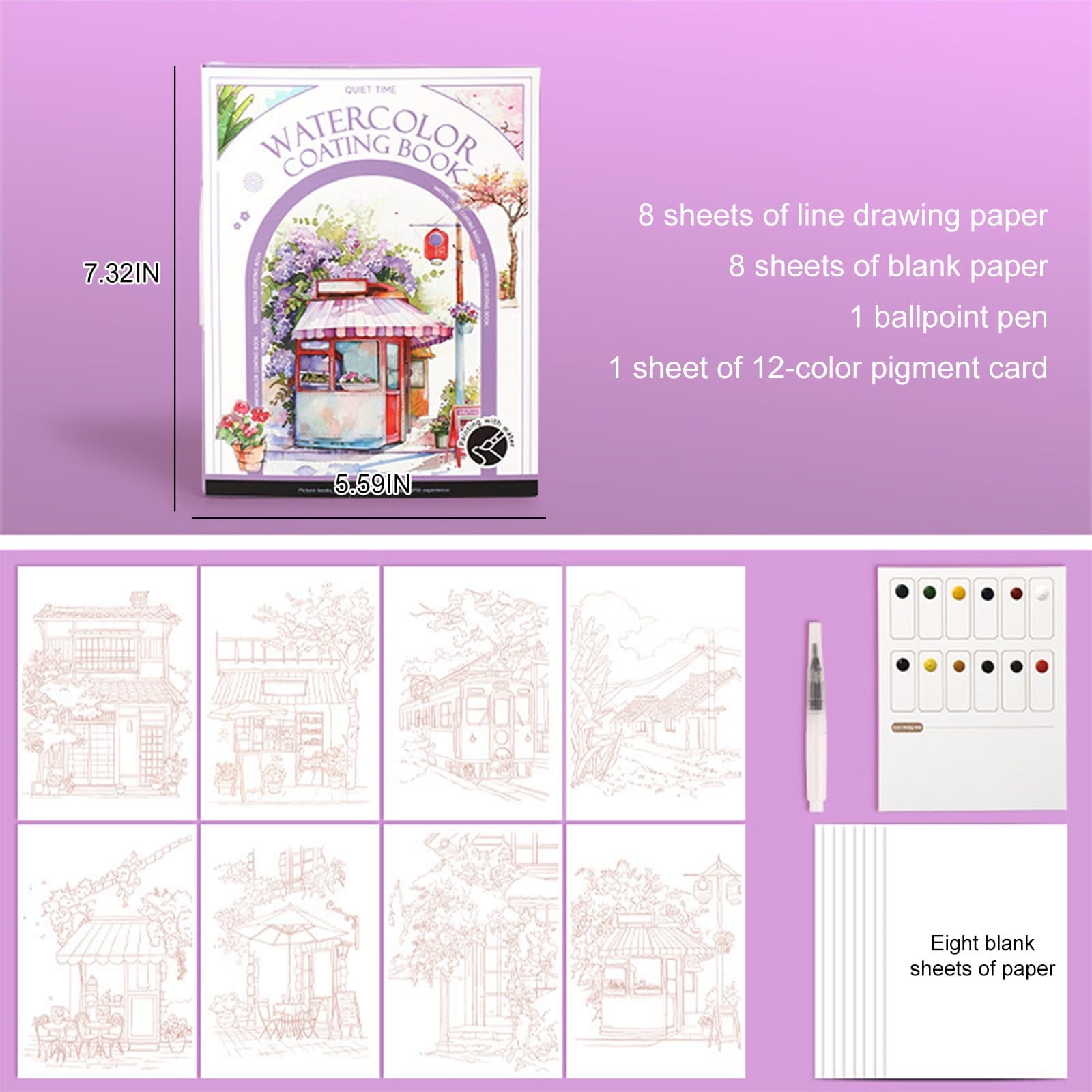 3 Set of 2026 Breathly Stress Relief Kit Watercolor Painting Book Watercolor for Adults Arts and Crafts Stress-Relieving DIY Foldable Paint Book Art Kit 5ml