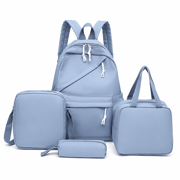 ELORIAH Backpack with Lunch Box Set, 4PCS Aesthetic Bookbag Pure Color Simplicity, Backpack for Teen & Elementary