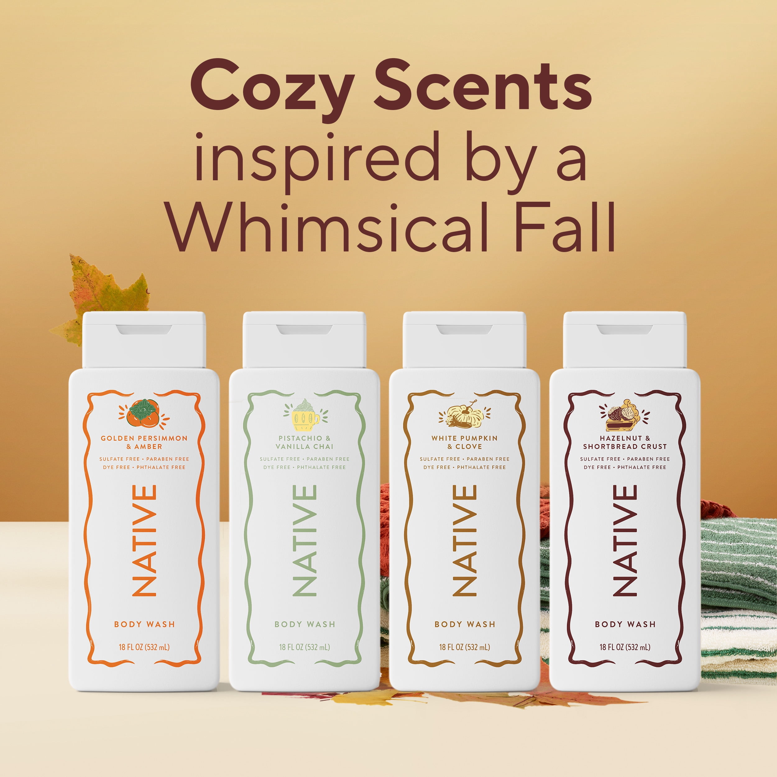 Native Sulfate Free 24 HR Freshness Body Wash, Hazelnut & Shortbread Crust, 18 fl oz