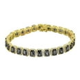 thumbnail image 4 of 14K Yellow Gold Finish Onyx Black Simulated Diamonds Solitaire Mens Ladies Bracelet 10mm / 8.5 Inch, 4 of 5