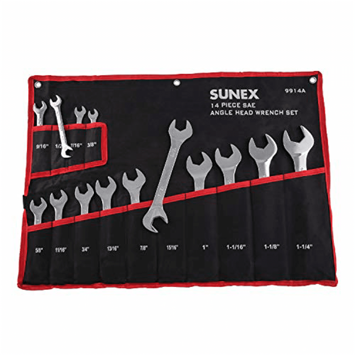 Sunex 9914 SAE Angled Wrench Set, 3/8-Inch - 1-1/4-Inch, 14-Piece