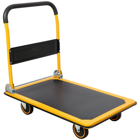 Dolly, Foldable Platform Truck Push Dolly 660 lb. Weight Capacity Black and Yellow, Yellow Hand Truck,Steel Furniture Dolly, Auto Parts & Transport Hand Trucks & Dollies