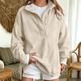thumbnail image 2 of Visaly Mock Neck Sweatshirt for Women Oversized Sweatshirts for Women Loose Lightweight Pullover Blouse Pullover Sweatshirt No Hood Stretch Casual Top Relaxed Fit Top Beige Xl, 2 of 5