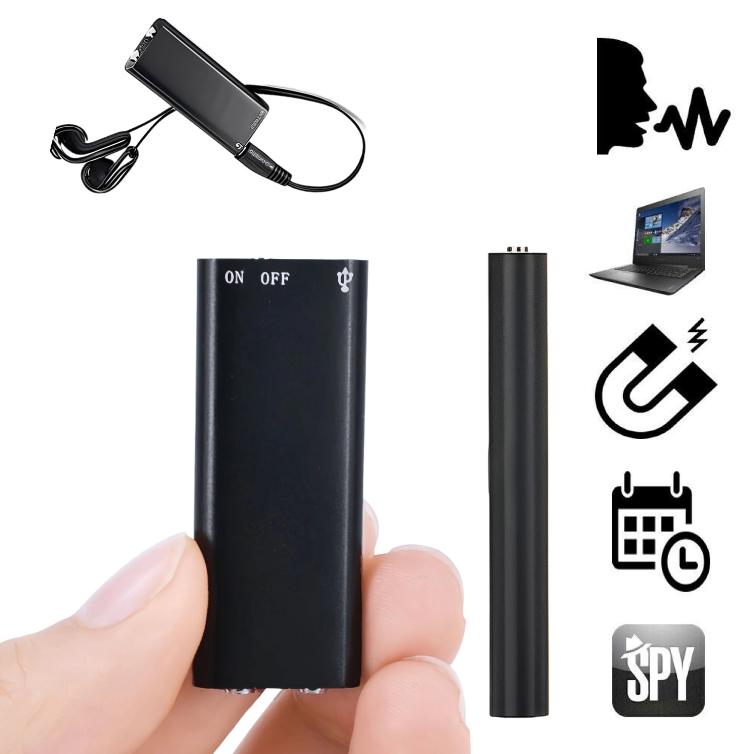 Mini Voice Recorder: 8-Hour Continuous & Voice-Activated Recording for Lectures, Conferences, Business Meetings, Includes Headphones & USB Cable