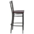 thumbnail image 5 of BizChair 2 Pk. Silver Antique Finish with Clear Coat ''X'' Back Metal Restaurant Barstool - Walnut Wood Seat, 5 of 8