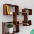 thumbnail image 3 of Mod Wall Mounted Square Shaped Floating Shelves – Set of 5 Square Shelves for Bathroom, Bedroom, Living Room & More - Screws and Anchors Included – Rustic Wall  Display for Home - Brown, 3 of 6