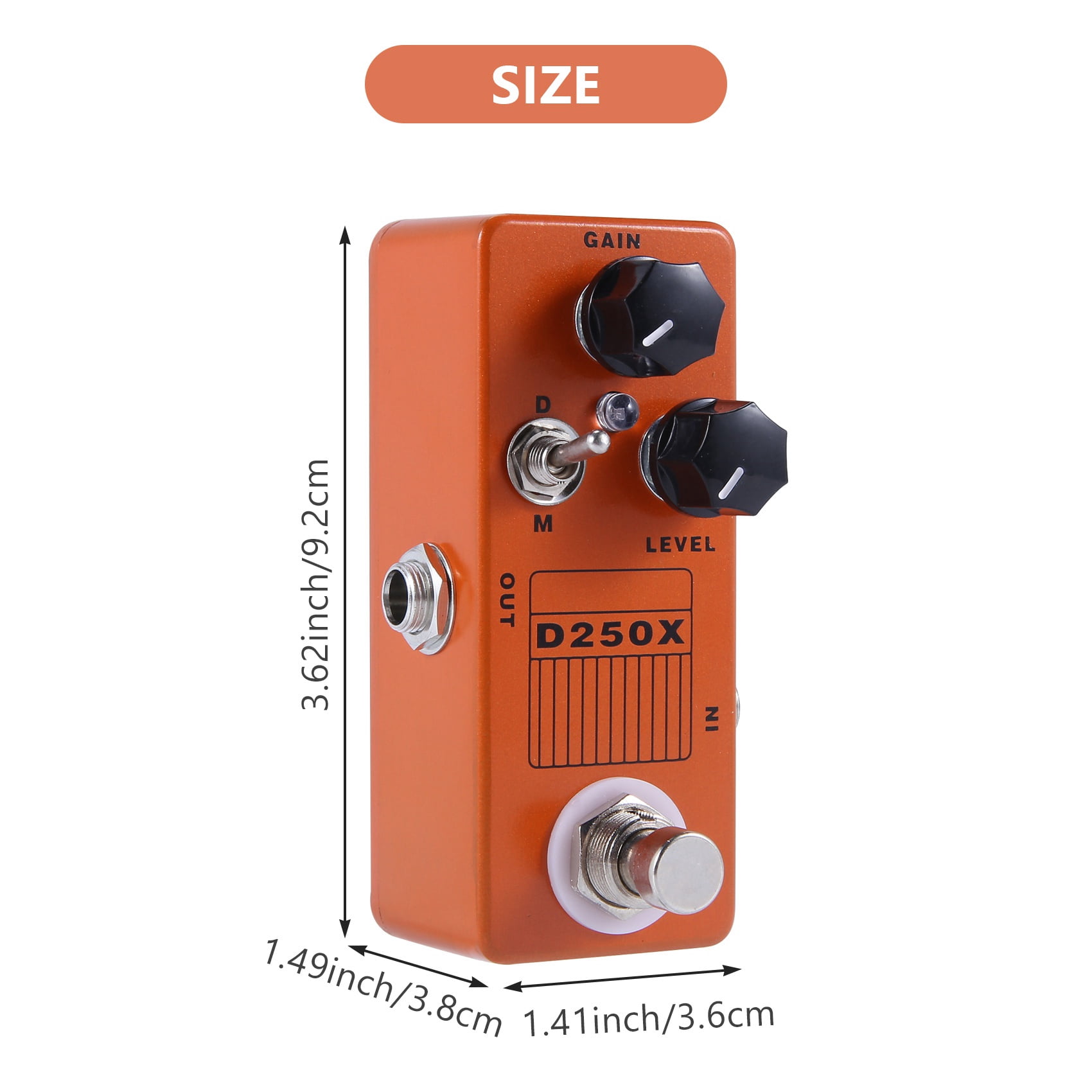 D250X Mini Overdrive Preamp Guitar Effect Pedal with True Bypass Switch