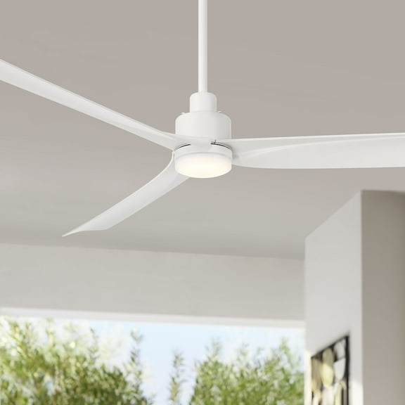 Casa Vieja 60" Sailplane Modern Indoor Outdoor Ceiling Fan 3 Blade LED Light Remote Control Matte White Finish Bedroom Damp Rated