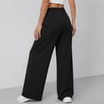 thumbnail image 5 of Women's High Waist Pleated Wide Leg Dress Pants Solid Color Flowy Loose Straight Suit Trousers with Pockets Business office Casual Pants Black, 5 of 5