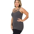 thumbnail image 3 of PacificPlex Womens Seamless Criss-Cross Cami Tank Top, 2X/3X, Charcoal, 3 of 7
