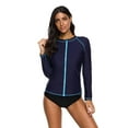 thumbnail image 6 of Charmo Women's Rashguard Swimsuit Zip Front Sun Protection Swim Shirt UPF 50+, 6 of 7