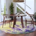thumbnail image 3 of Lavender Round Area Rug 6Ft Washable Circle Rugs for Bathroom Office, Purple Floral Spring Country Nature Wildflower Plant Non-Slip Carpet Floor Mats Indoor Outdoor Carpet Runner Aesthetic Home Decor, 3 of 8