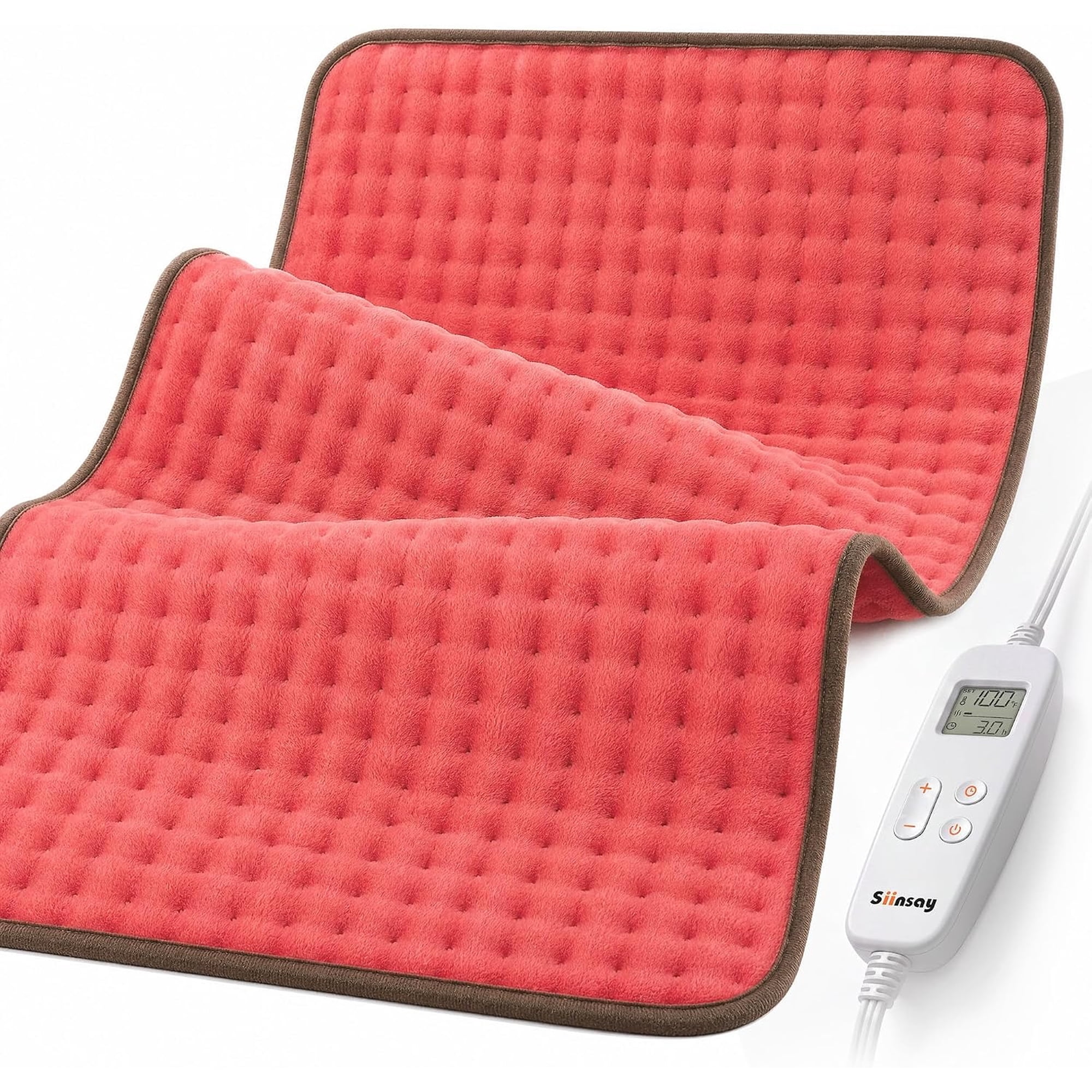Heating Pad for Back & Cramps, 17" x 33" Extra Large Heating Pads, Red | King Size Electric Heat Pad With Moist Heat Therapy, 3 Timers & 6 Heat Settings, 2H Auto Shut Off, Washable