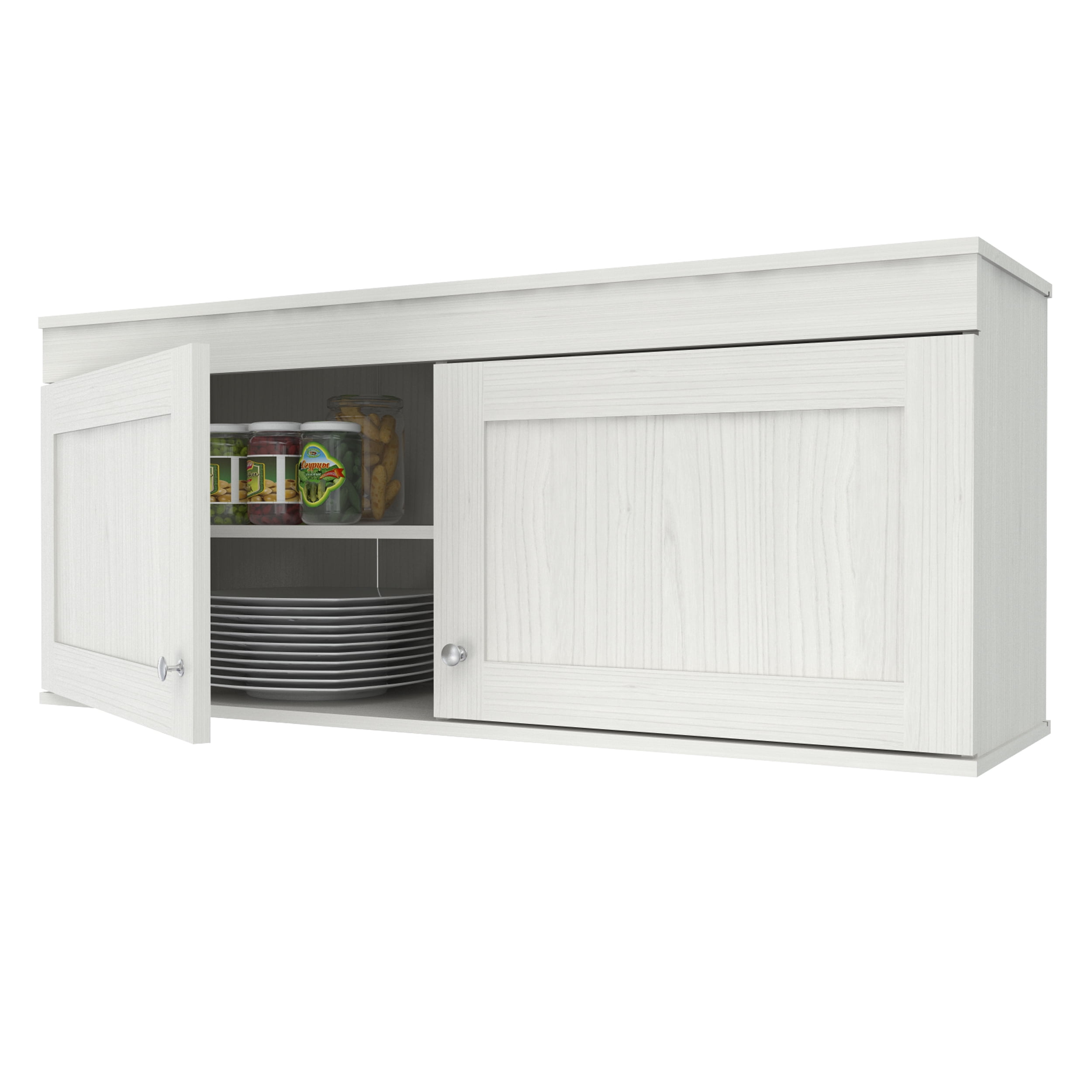 Inval Shaker Wall Mounted 2-Door Laminate Kitchen Cabinet 47"W, Washed Oak