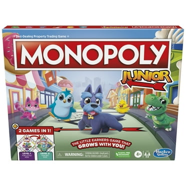 Monopoly Junior Board Game, 2-Sided Gameboard, 2 Games in 1, Monopoly Game for Ages 4 
