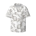 thumbnail image 3 of Goofa Hand Drawn Rabbit Printed Men's Casual Short-sleeved Shirt,Lightweight Breathable Button-down,Summer Casual men's top,Versatile Fashion shirt-Large, 3 of 7