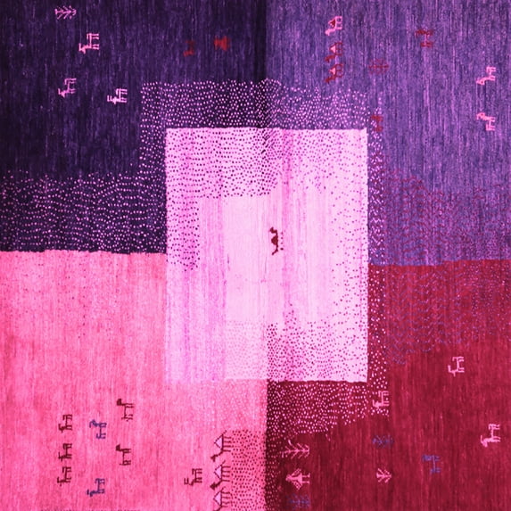 Ahgly Company Indoor Square Abstract Pink Contemporary Area Rugs, 5' Square