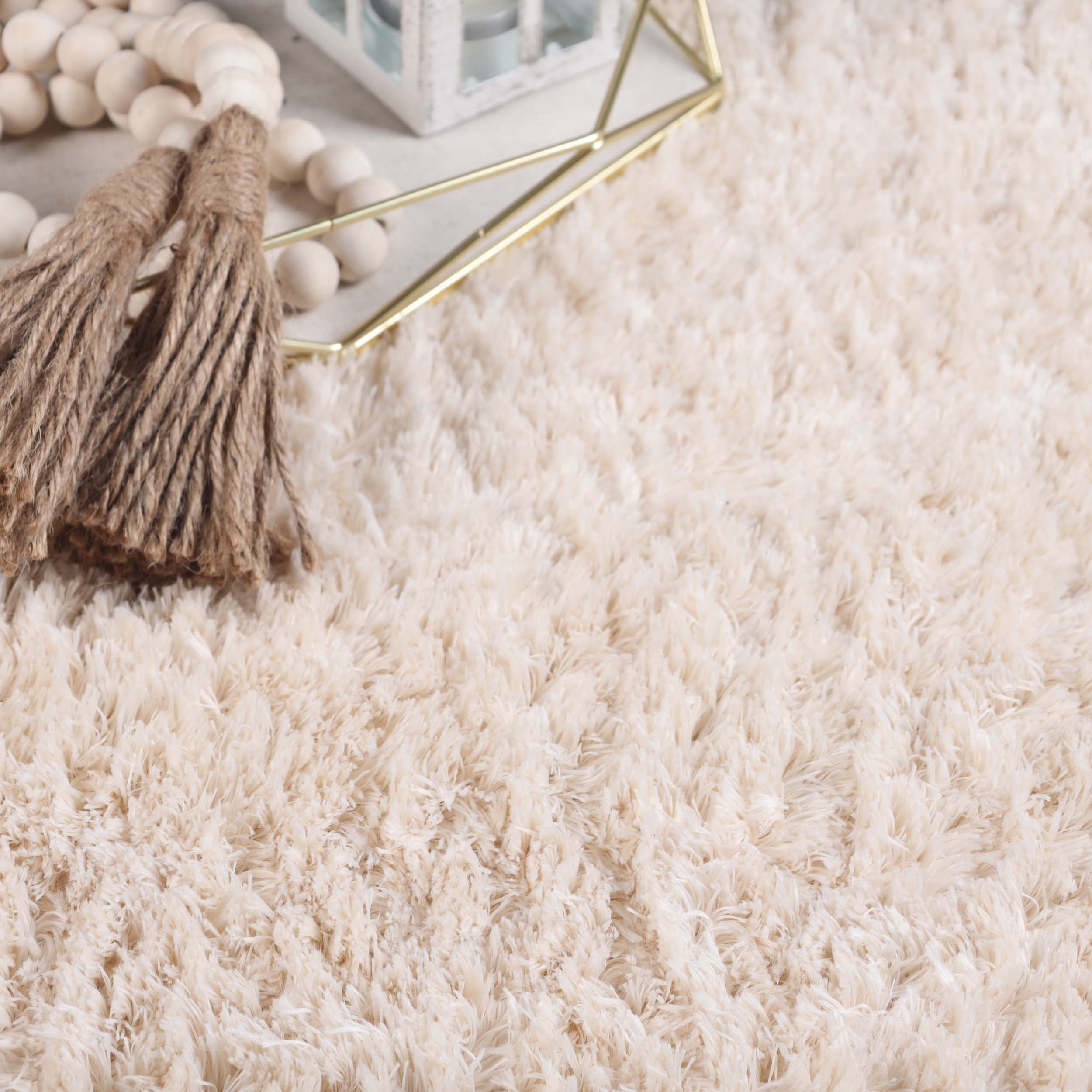 Superior California Indoor Shag Runner Rug, 10' x 14', Ivory
