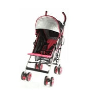 Angle View: Wonder Buggy Urban Rider Light Weight Five Position Aluminum Stroller With Two Tiers Sun Visor - Pink