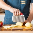 thumbnail image 5 of Stainless Steel Crinkle Chopper & French Fry Cutter Heavy Duty Wavy Potato Slicer for Vegetables Fruits Cheese Kitchen Gadget Vegetable Chopping Tool, 5 of 6