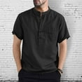 thumbnail image 2 of JTieacloth Mens Regular Fit Button Down Shirts Men's With Pocket Short Sleeved Shirt Casual Stand Up Men Shirts Black, 2 of 6