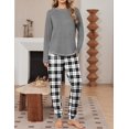 thumbnail image 2 of Ekouaer 2 Pack Womens Pajama Set Soft Pjs Long Sleeve Top With Jogger Pants Lounge Sets Sleepwear Loungewear with Pockets, 2 of 6