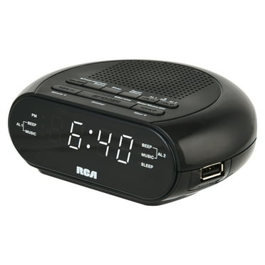 RCA Black USB Clock Radio Digital Plug-In - Walmart.com