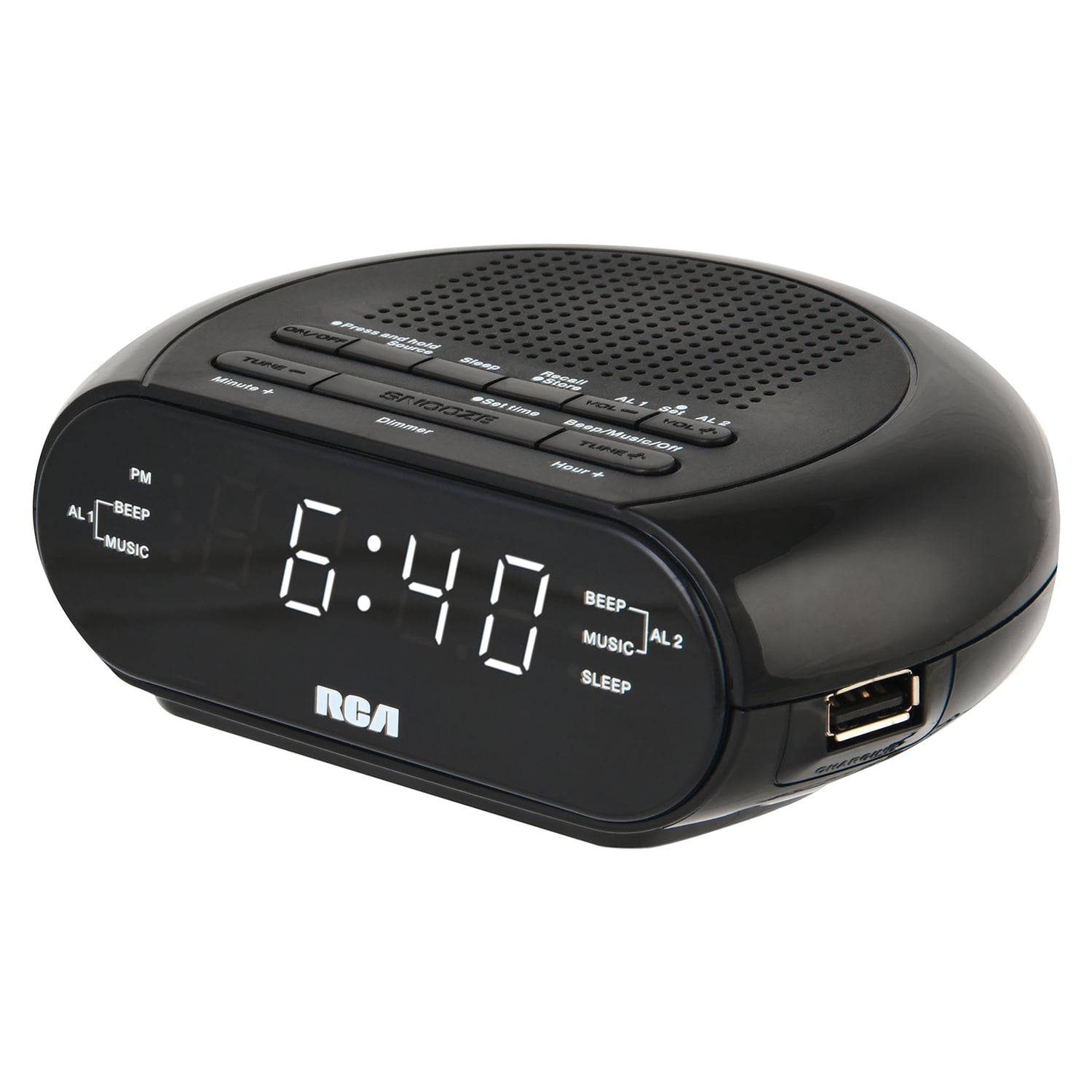RCA Digital Radio Alarm Clock with Soothing Sounds, Brightness Control, and USB Charging Port RCA Digital Radio Alarm Clock with Soothing Sounds, Brightness Control, and USB Charging Port - bf