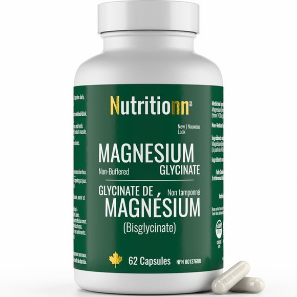 Magnesium Glycinate Supplement - Pure Chelated Bisglycinate - 62 Capsules - Nutritionn