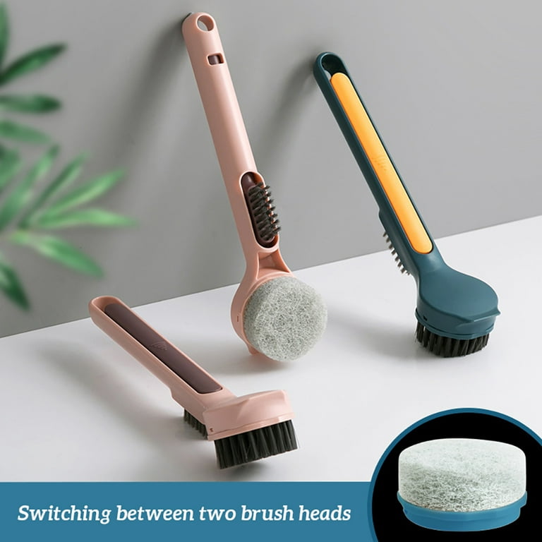 Two-in-one Pot Scrub Brush With Long Handle And Special Fiber Sponge -  Effectively Removes Stains And Dirt From Small Cracks And Stubborn Pots -  Ideal Kitchen Dish Brush For Effortless Cleaning 