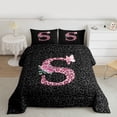 thumbnail image 2 of jejeloiu Jungle Cheetah Leopard Queen Comforter Set,Pink Letter S Bedding Comforter Set For Girls Women Reversible 3pcs, 2 of 8
