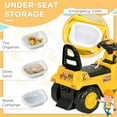 thumbnail image 6 of Ride On Excavator Pull Cart, Kids Bulldozer Ride on Truck with Horn, Under Seat Storage, Sit and Scoot Pretend Play Toy Construction Car for Ages 18-48 Months, 6 of 9