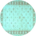 thumbnail image 1 of Ahgly Company Indoor Round Oriental Light Blue Traditional Area Rugs, 8' Round, 1 of 4