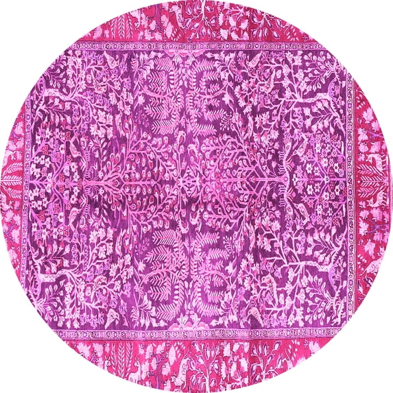 Ahgly Company Machine Washable Indoor Round Persian Pink Traditional Area Rugs, 6' Round