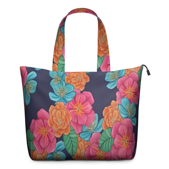 Pioneer Flower Floral Print Pattern Travel Tote Bags for Women Carry On,Large Weekender Bags for Women Travel,Multi Functional Duffle Bag for Work,Shopping,Sports