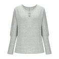 thumbnail image 4 of TKLPEHG Long Sleeve Womens Tops Loose Cutout V Neck Lantern Sleeve Tunic Tops Going Out Casual Fall Fashion Clothes (Gray,M), 4 of 6