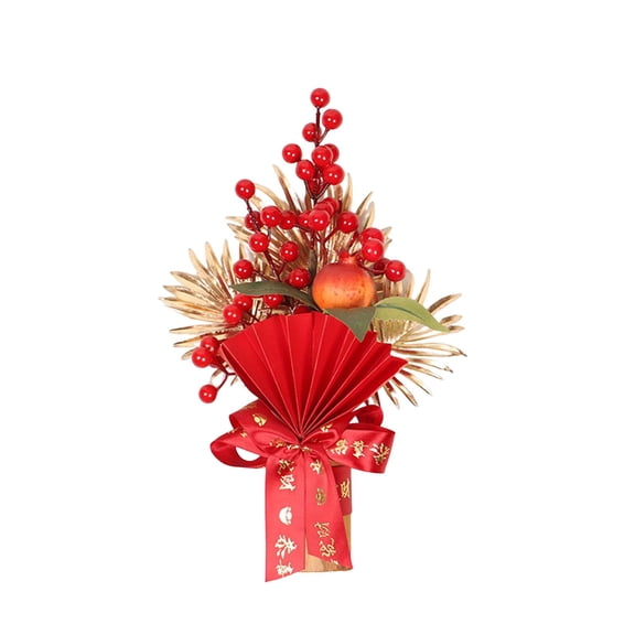 Chinese New Year Decoration Tree Ornament Artificial Bonsai Charm Adornment Art Crafts for Indoor Farmhouse Wedding Store Decoration Height 30cm