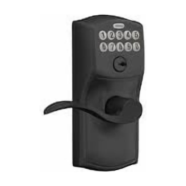Schlage Schlage Camelot Keyless Entry Lock in Matte Black with Accent Lever