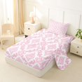 thumbnail image 2 of jejeloiu Soft Damask Twin Sheets For Girls,Delicate Pattern Bedding,Pink White,3pcs,1 Fitted Sheet and 1 Pillowcase, 2 of 6