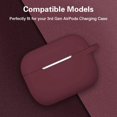 thumbnail image 2 of Airpods Pro Case - Shockproof Silicone Airpods Pro Case Protective Cover [Front-Led Visible] With Carabiner Compatible With Apple Airpods Pro 2019, Wine Red, 2 of 7