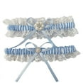 thumbnail image 2 of Ohufall White Garters For Bride 2 Pieces, Wedding Garter For Bride Elasticity Lace Garter, Wedding Garter Set For Bride, 2 of 2