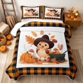 thumbnail image 2 of Erosebridal Cute Thanksgiving Chick Quilt King, Boho Mushroom Autumn Leaf King Coverlet Set for Boys Girls, Orange Black Cream, 3-Piece 1 Bedspread and 2 Pillowcases, 2 of 7