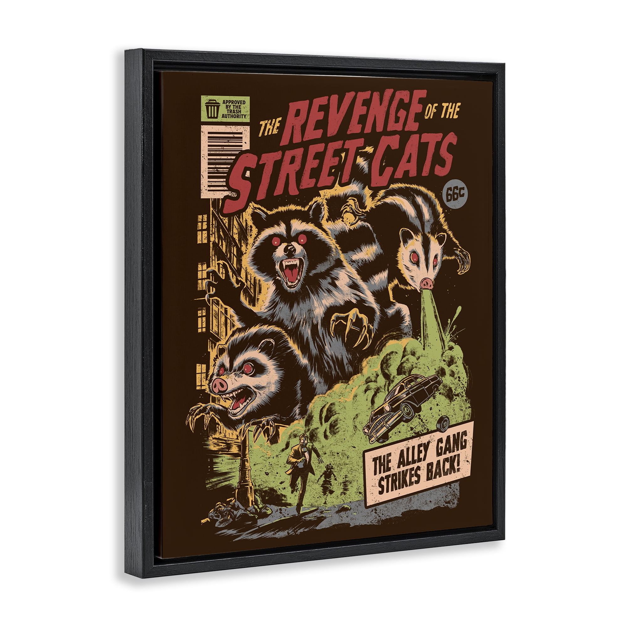 Stupell Industries Revenge Of Street Cats Black Framed Floater Canvas Wall Art, design by EduEly Designs