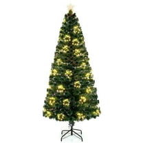 YYAo 7ft Pre-Lit Christmas Trees with Top Star and Branch Tips, Tree Decoration for Indoor, Outdoor, Holiday Decor, Green