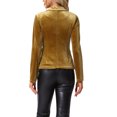 thumbnail image 4 of INSPIRE CHIC Women's Vintage Velvet Blazer Notched Lapel Button Front Wear-to-Work Jacket M Golden Brown, 4 of 7