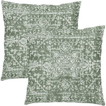 Sage Green Boho Throw Pillow Covers 16x16 Inch Bohemian Carpet Ethnic Pillow Cases Vintage Geographic Persian Rug Farmhouse Throw Pillows Set of 2 Home Decor for Room Porch Patio Couch Outdoor