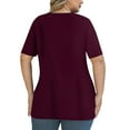thumbnail image 5 of Fanxing Wine Short Sleeve Tees Slimming Summer Blouses, 5 of 7