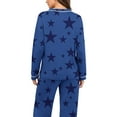 thumbnail image 3 of Womens Pajama Set,Casual Fashionable Printing Loose Solid Color V-Neck Long Sleeved Pants,Womens Pajama Set, 3 of 7