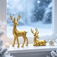 thumbnail image 6 of Cadancy Christmas Reindeer Figurines Set of 2 Tabletop Statues for Festive Display, Elegant Deer Ornaments Home Mantle Shelf Indoor Holiday Decor Winter Seasonal Decoration Gift, 6 of 7